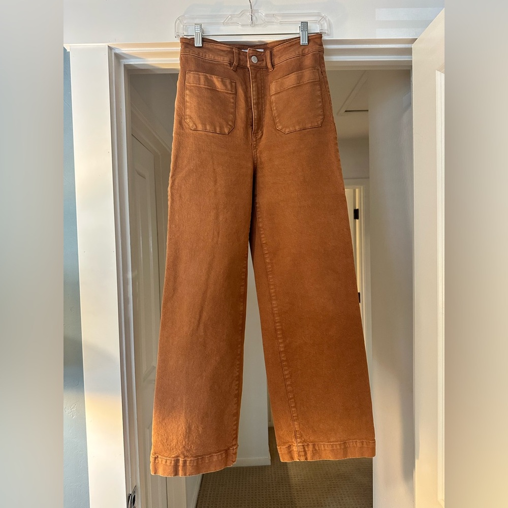 LOFT The Wide Leg Pant in Rust